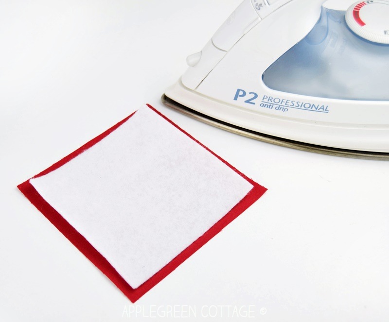 add fusible fleece for diy coaster