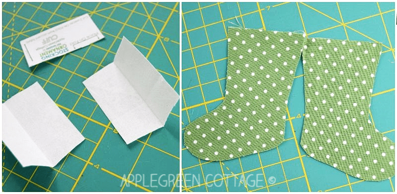 cutting fabric for mini Christmas stocking