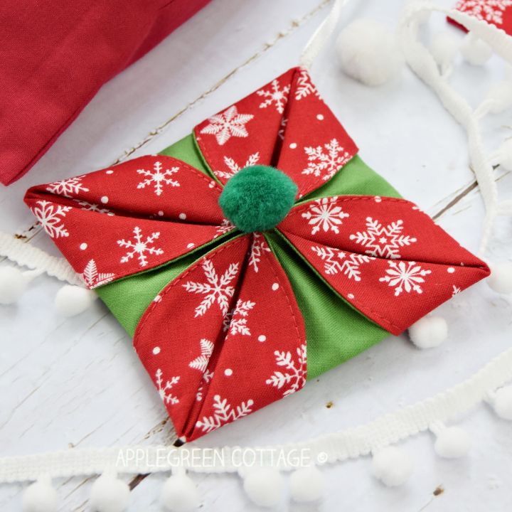 handmade fabric folded ornament