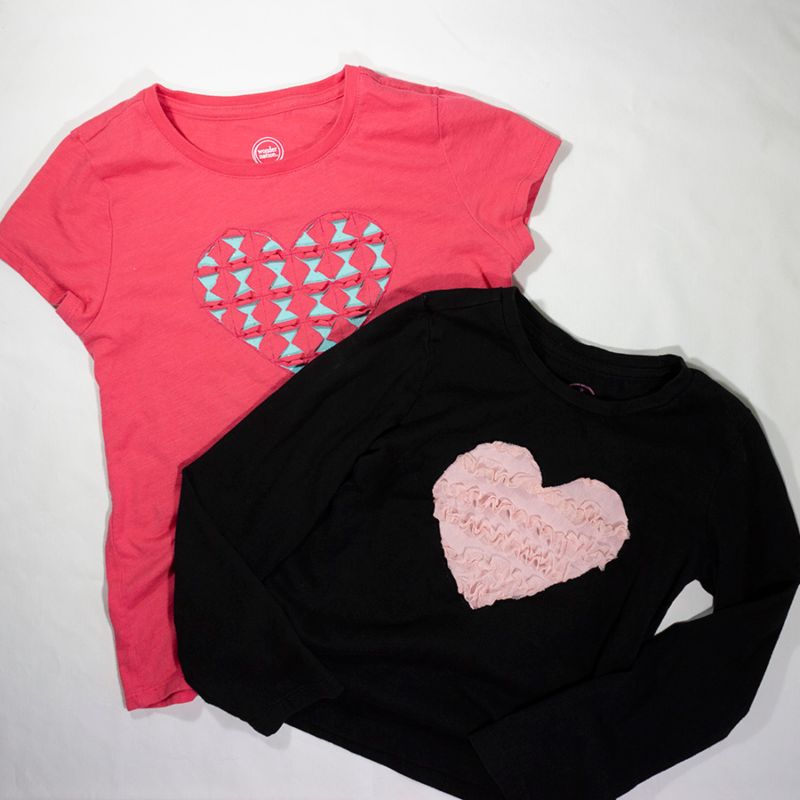 heart shaped decoration on shirts