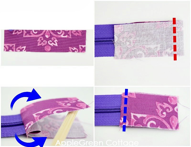 sewing zipper into bag