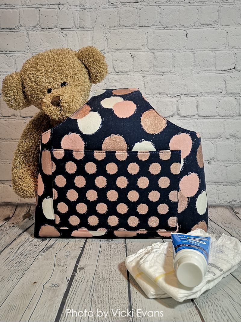 a baby nappies storage caddy sewn with a tote sewing pattern 