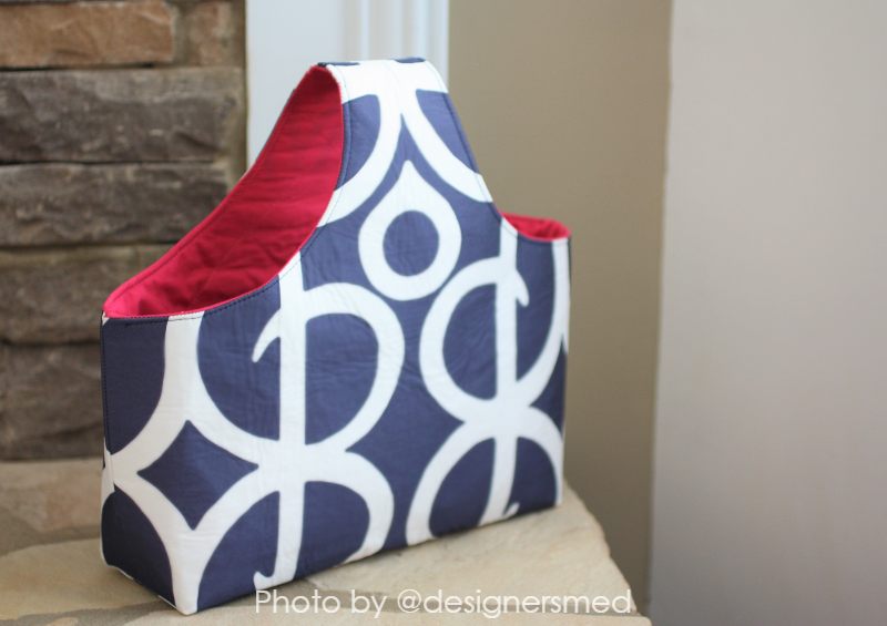 a repurposed fabric project tote showcasing the applegreencottage pattern for a single-handle tote