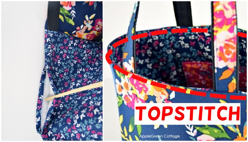 How To Sew a Recessed Zipper In A Tote Bag - AppleGreen Cottage