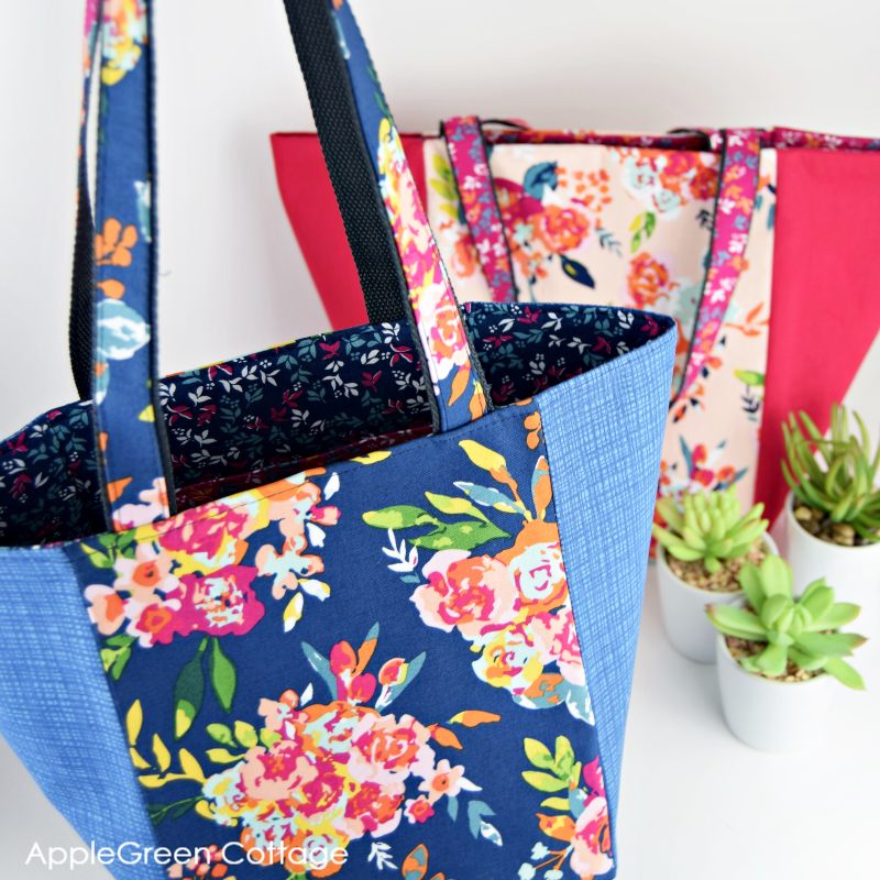 a beautiful large market tote in floral fabric