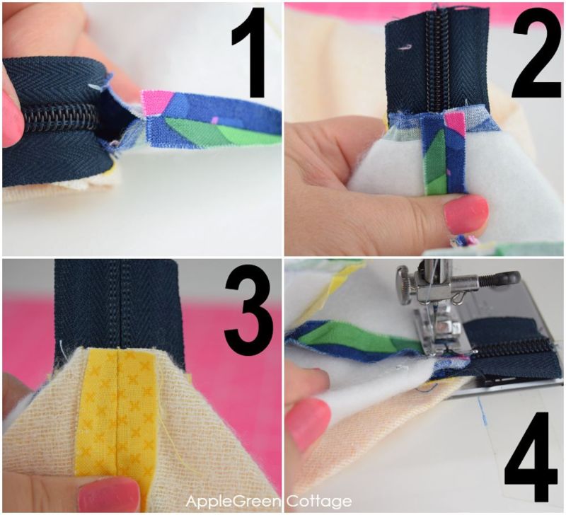 how to add zipper to zippered pouch