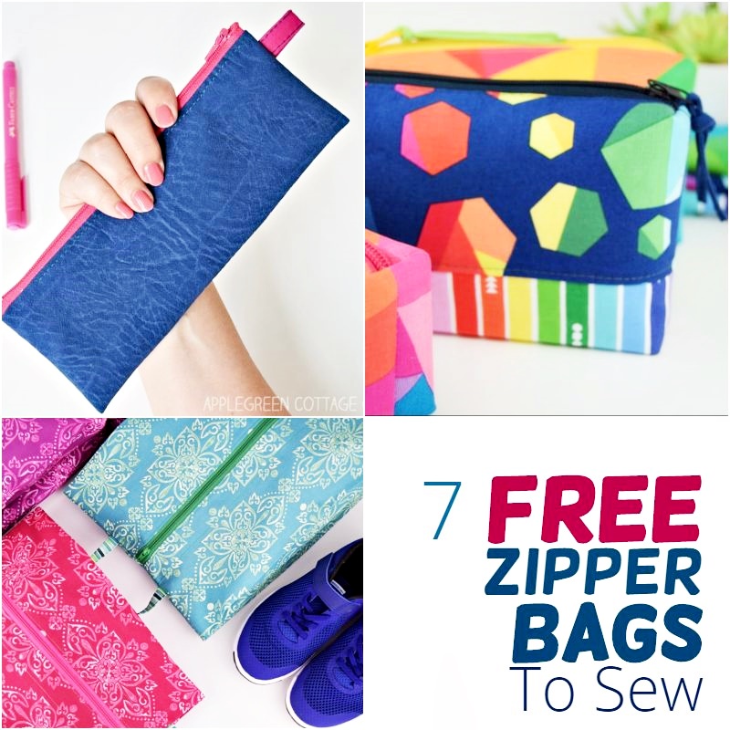 7 Absolutely Free Zipper Bag Patterns You'll Love - AppleGreen Cottage