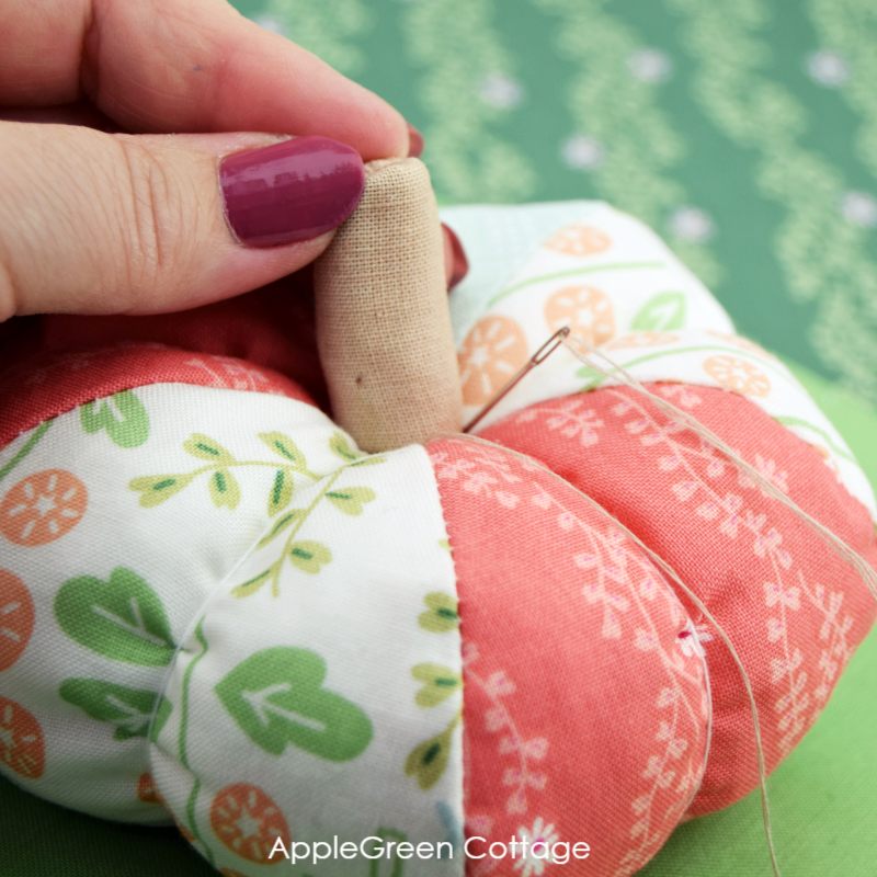 diy fabric pumpkin nearly finished