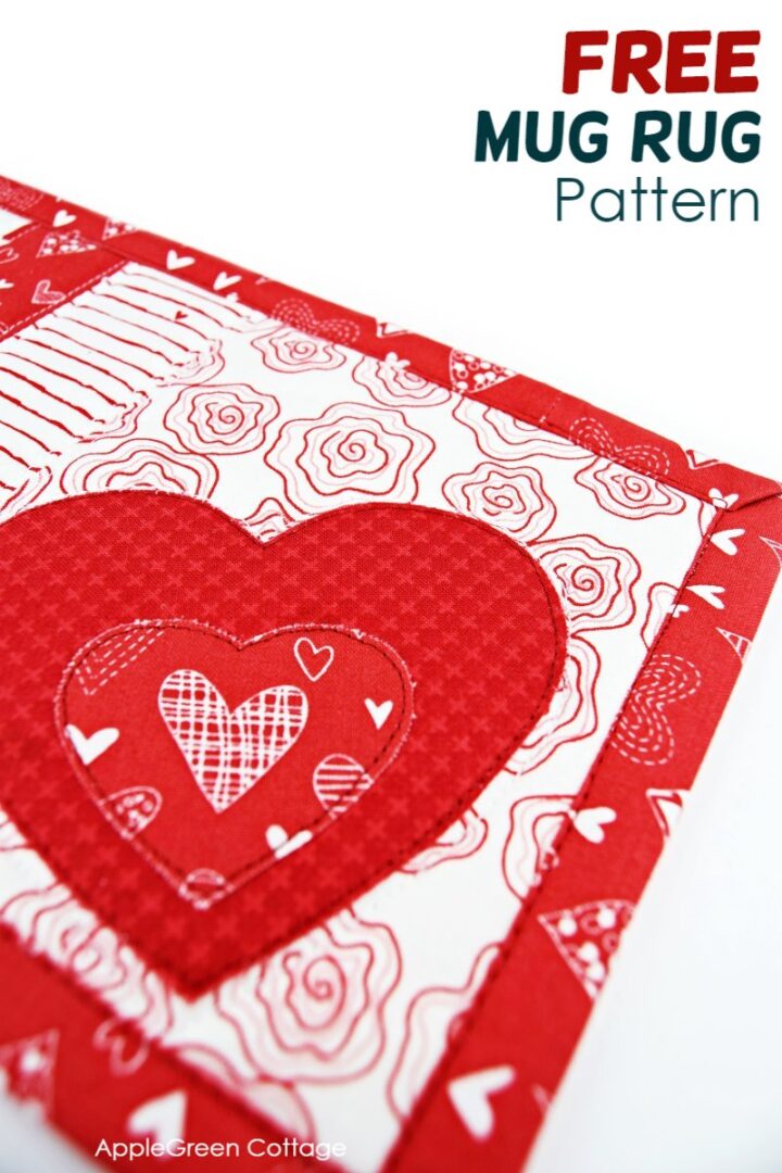 Mug Rug Pattern With Heart Applique