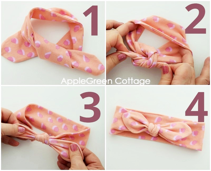 steps to tie a knot on diy baby headband