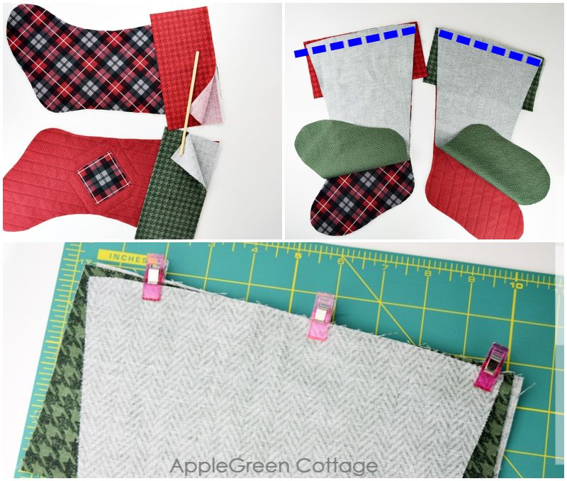 steps to sew a christmas stocking