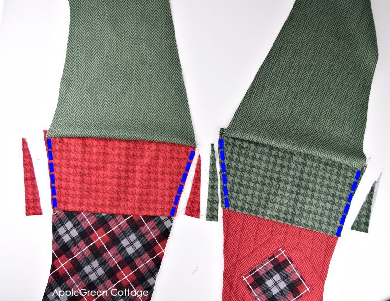 green and red plaid cut into a stocking design