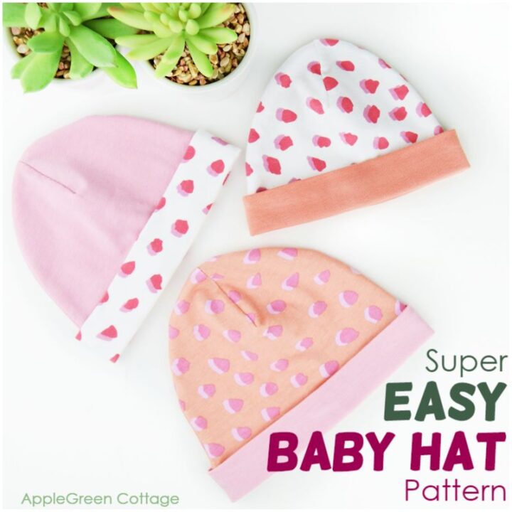 finished jersey baby hats from a free sewing pattern by applegreencottage