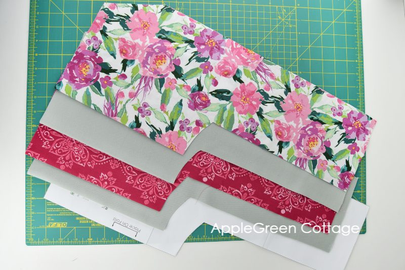 fabric cut to sew heat pack for shoulders