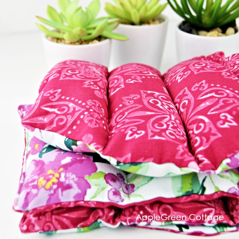 fabric folded homemade heating pad with rice