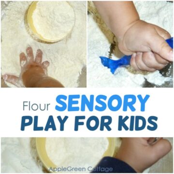 flour sensory play for kids