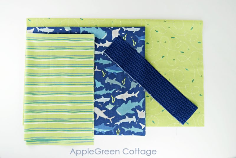 green and blue fabric prints for a diy pillowcase