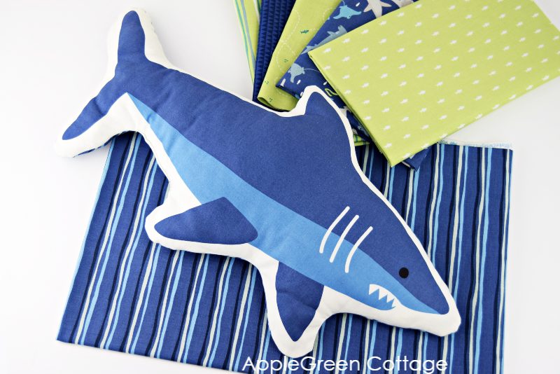 blue diy shark pillow