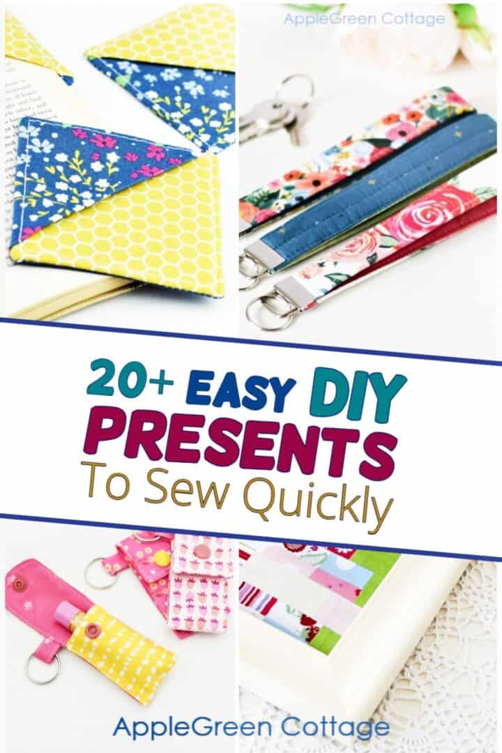 small finished handmade items sewn from fabric scraps as diy gifts
