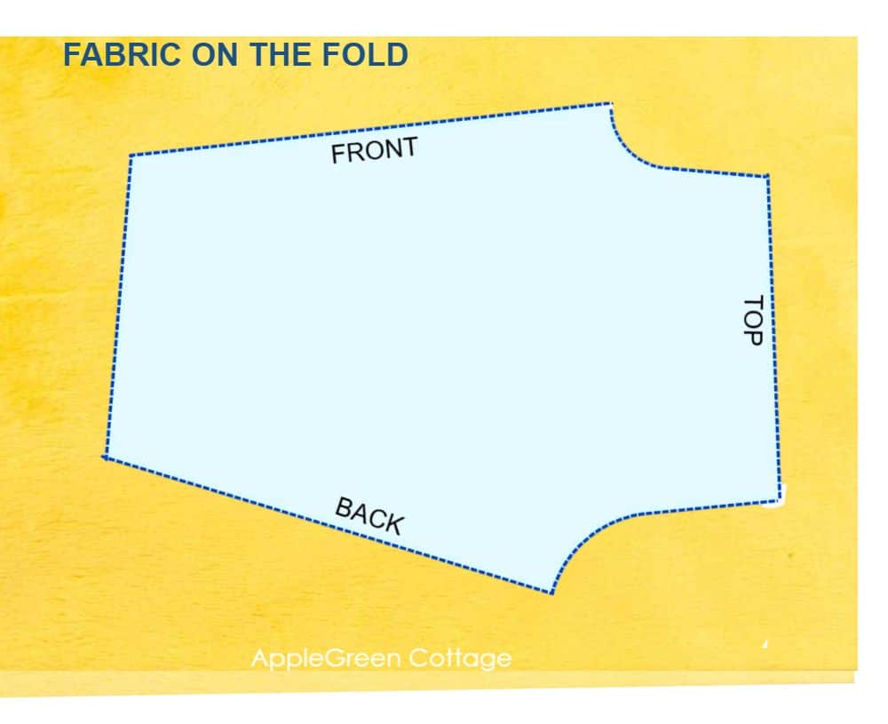 Pajama pants pattern placed on folded fabric showing cutting layout.
