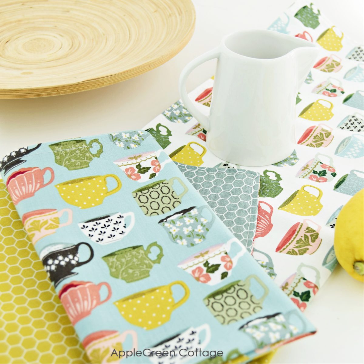 diy cloth napkins on a white table