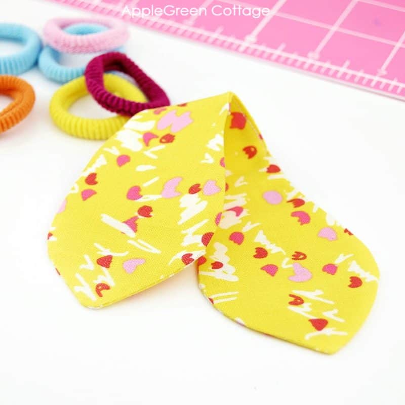 yellow knot bow fabric piece sewn