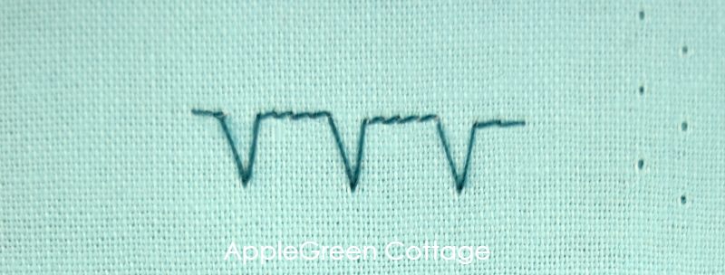 blind hem stitches using teal sewing thread 