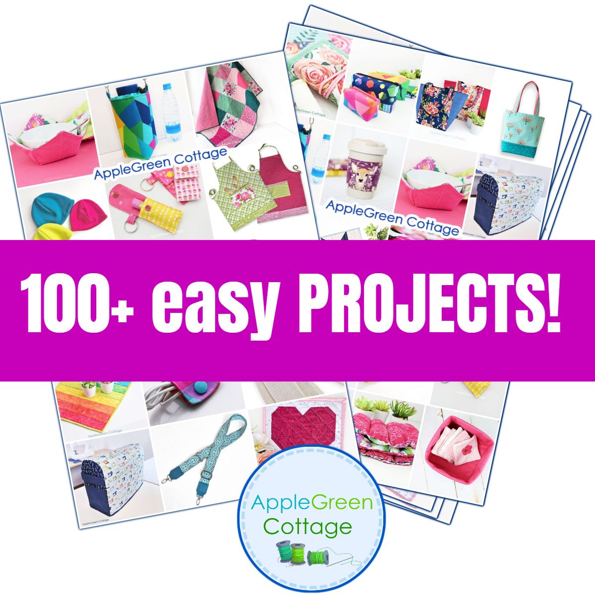 100 easy sewing projects with printable tutorials PDFs from applegreencottage.