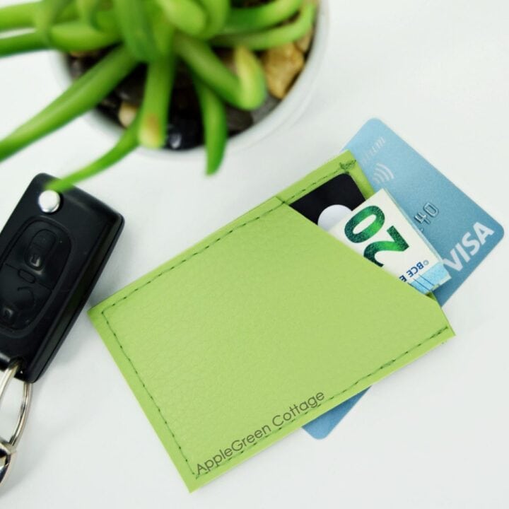 homemade card holder wallet in green faux leather