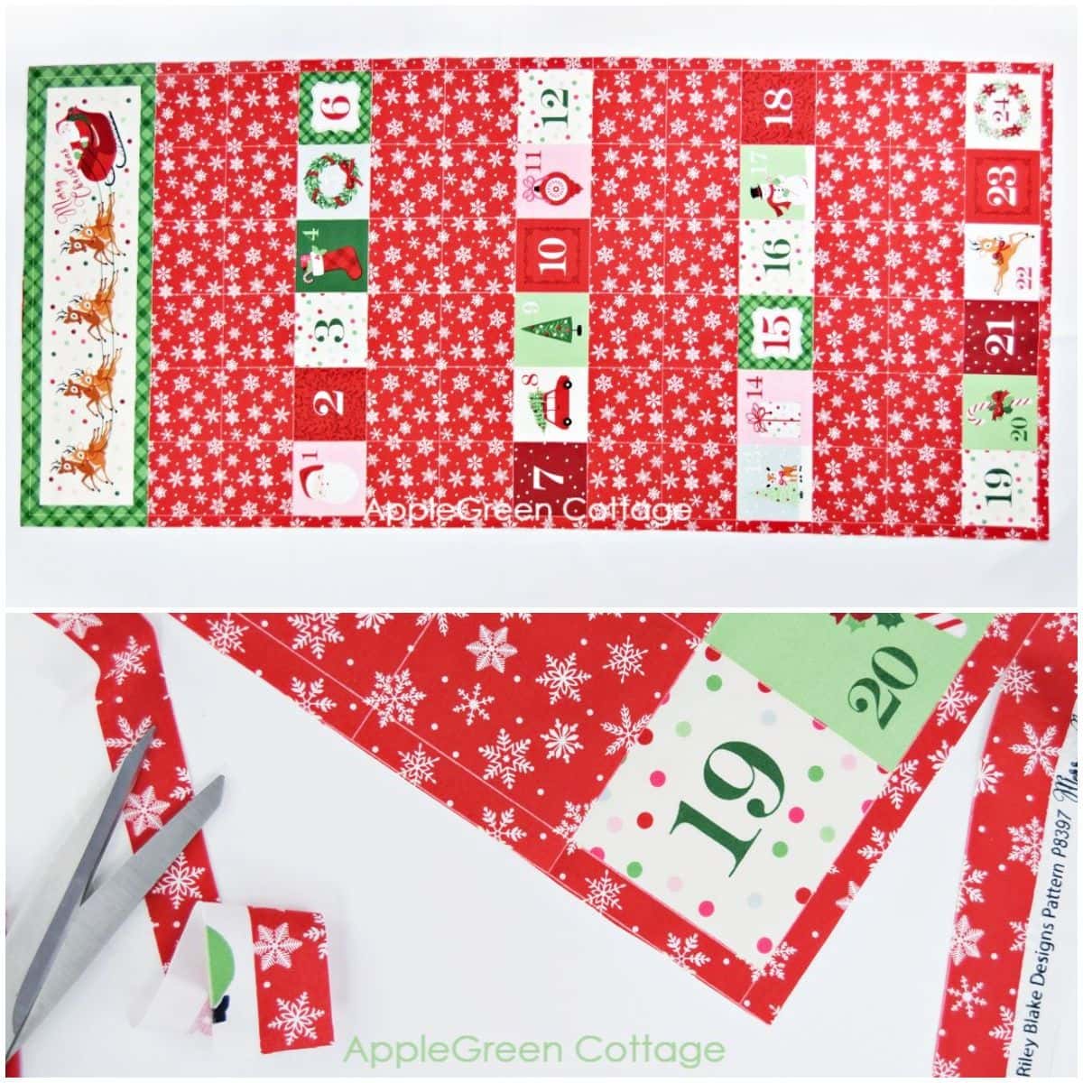 Christmas advent fabric panel