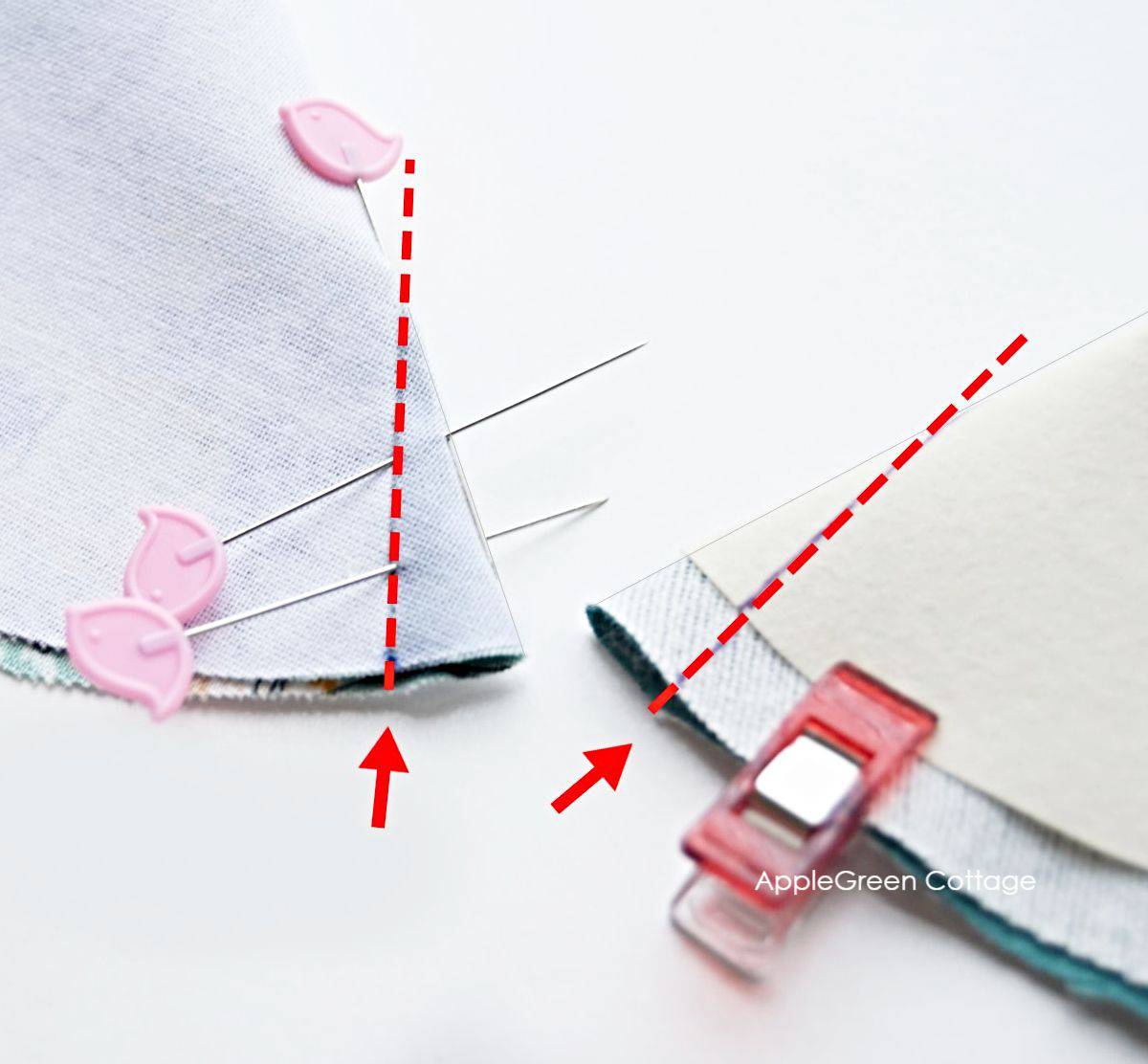 dart marking and fixing using pins and sewing clips