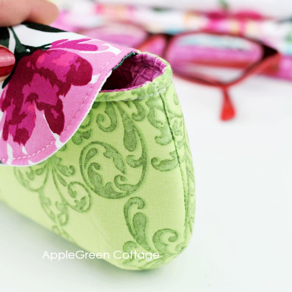 detail from the sewn sunglasses case