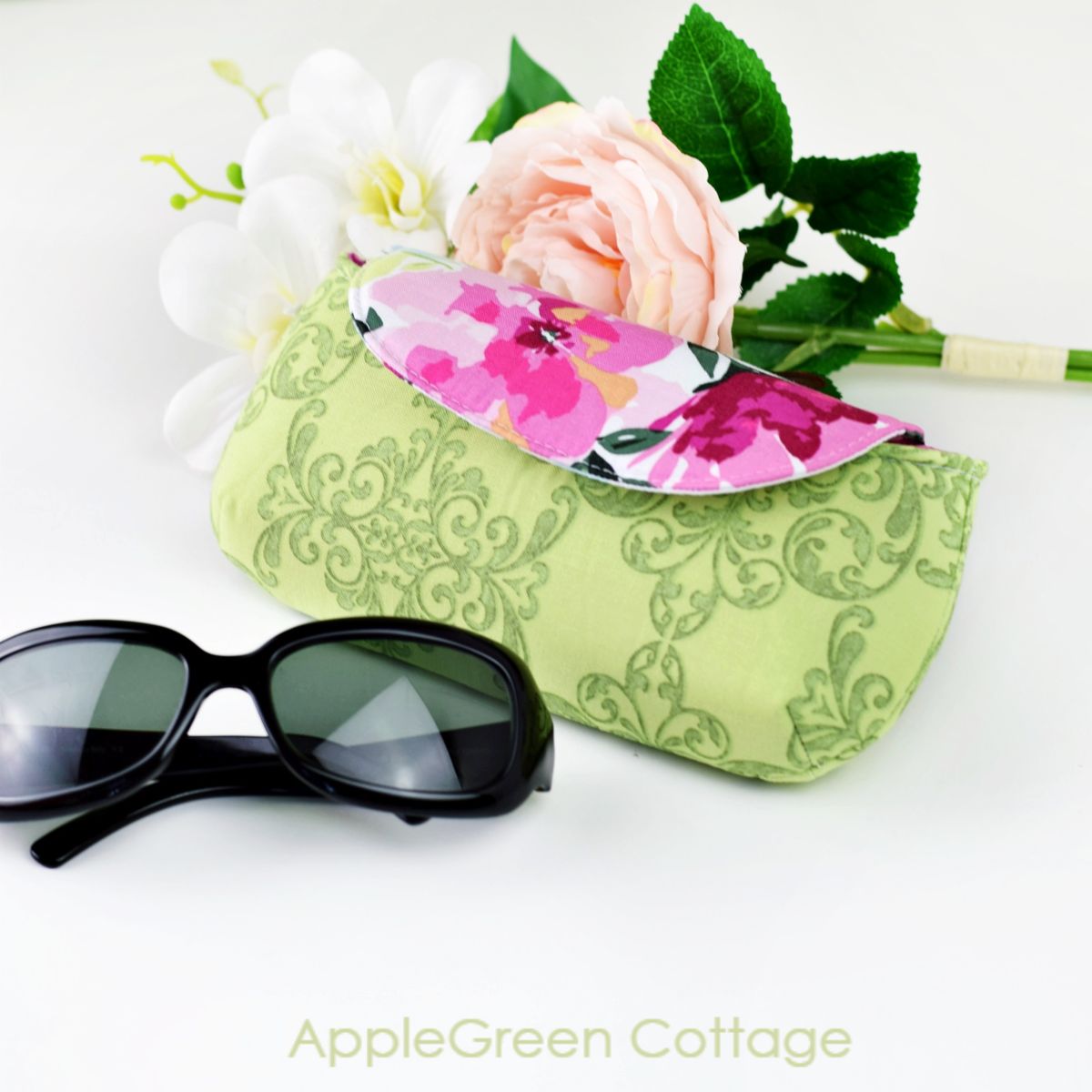 a glasses case sewn with a free sewing pattern for eyeglasses case