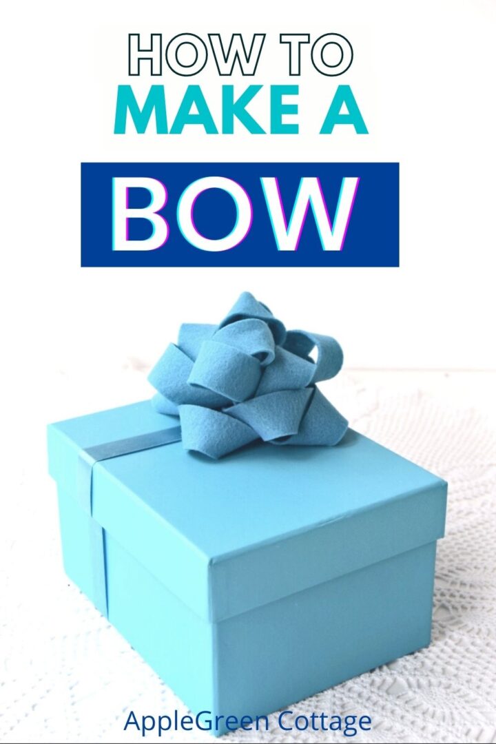 A finished felt bow that was made in minutes and placed as a cute gift topper.