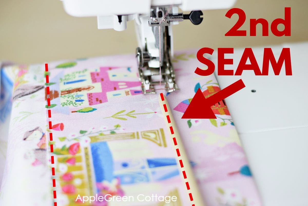 fabric in the sewing machine when making curtains