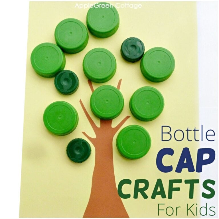 Bottle Cap Crafts for Kids Apple Search Activity AppleGreen Cottage