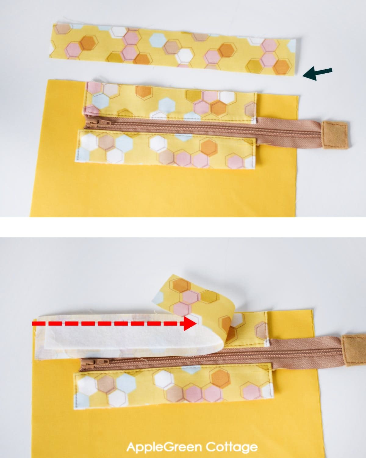 how to sew a recessed zipper in a tote bag