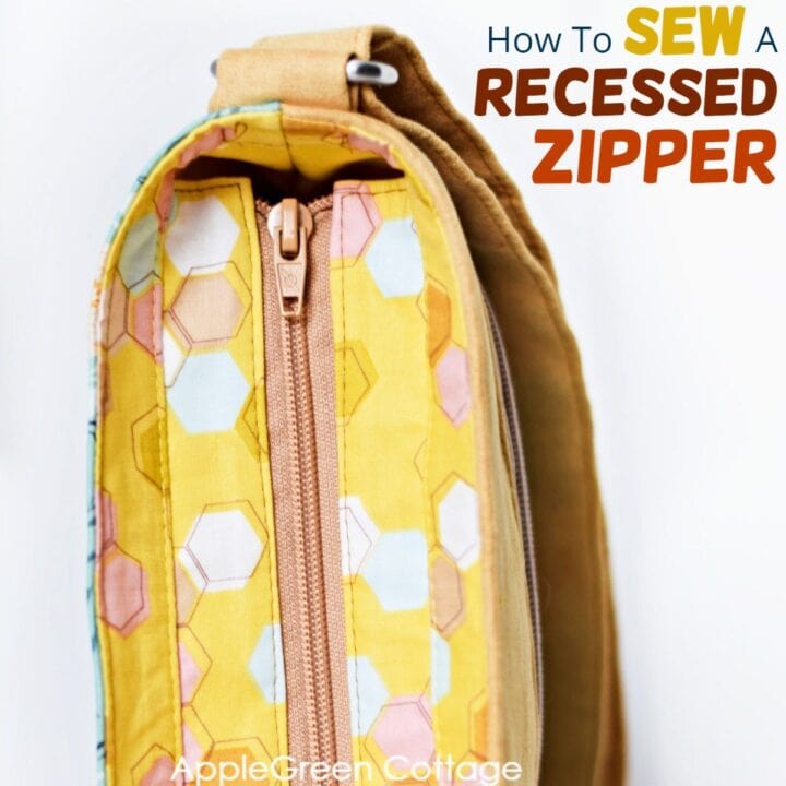 sewing an inset zipper in a bag