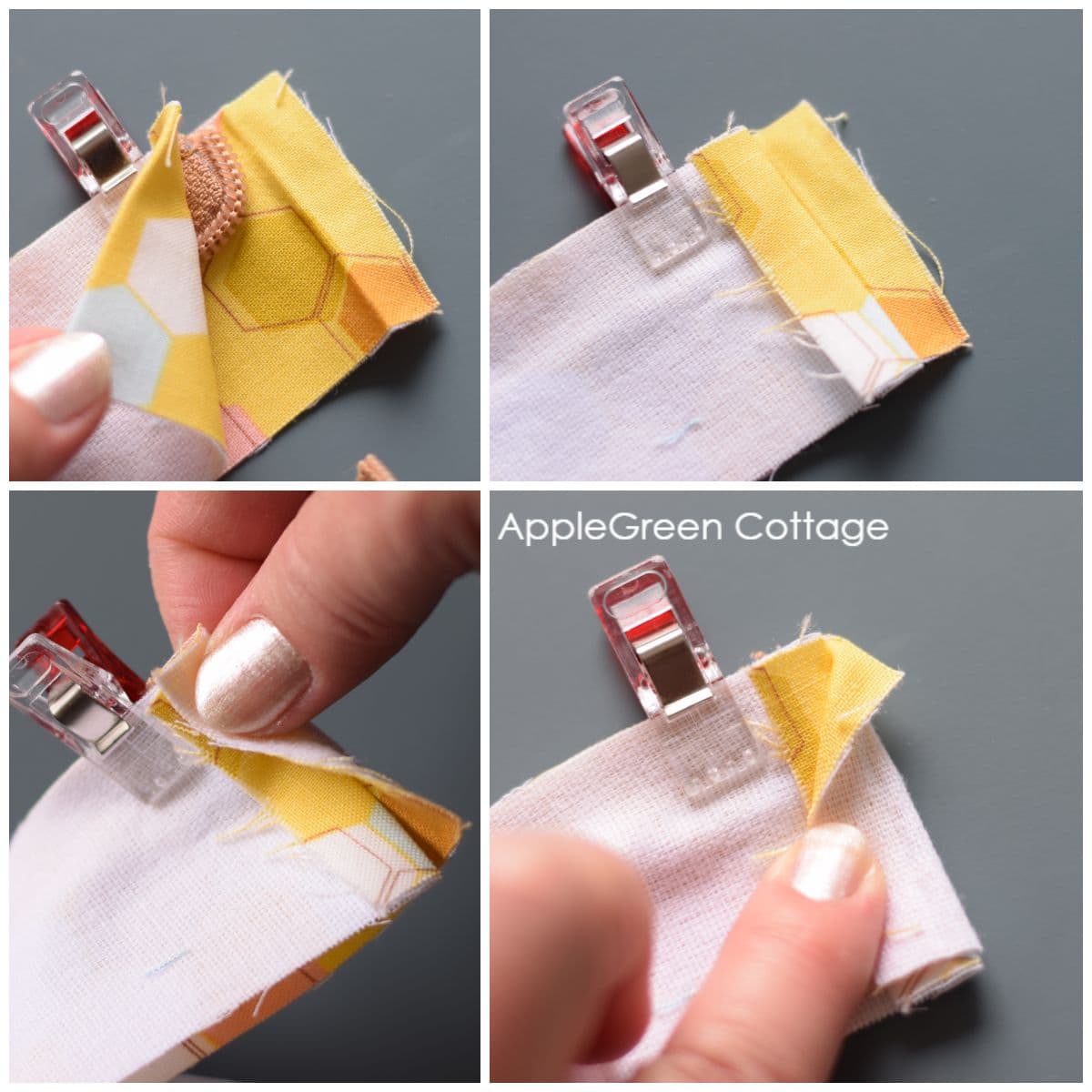 How To Sew a Recessed Zipper In A Tote Bag - AppleGreen Cottage