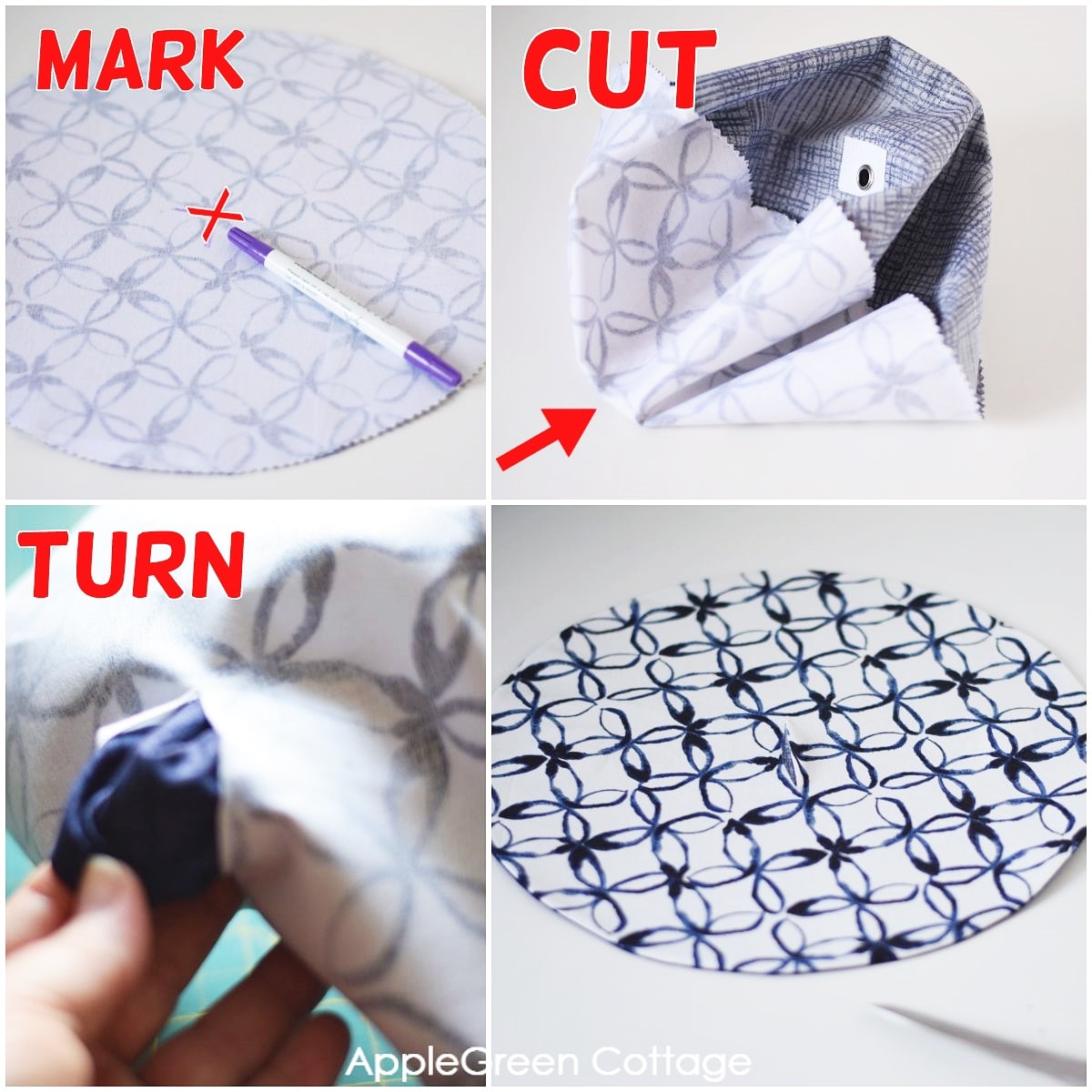 sewing steps for a dice bag 