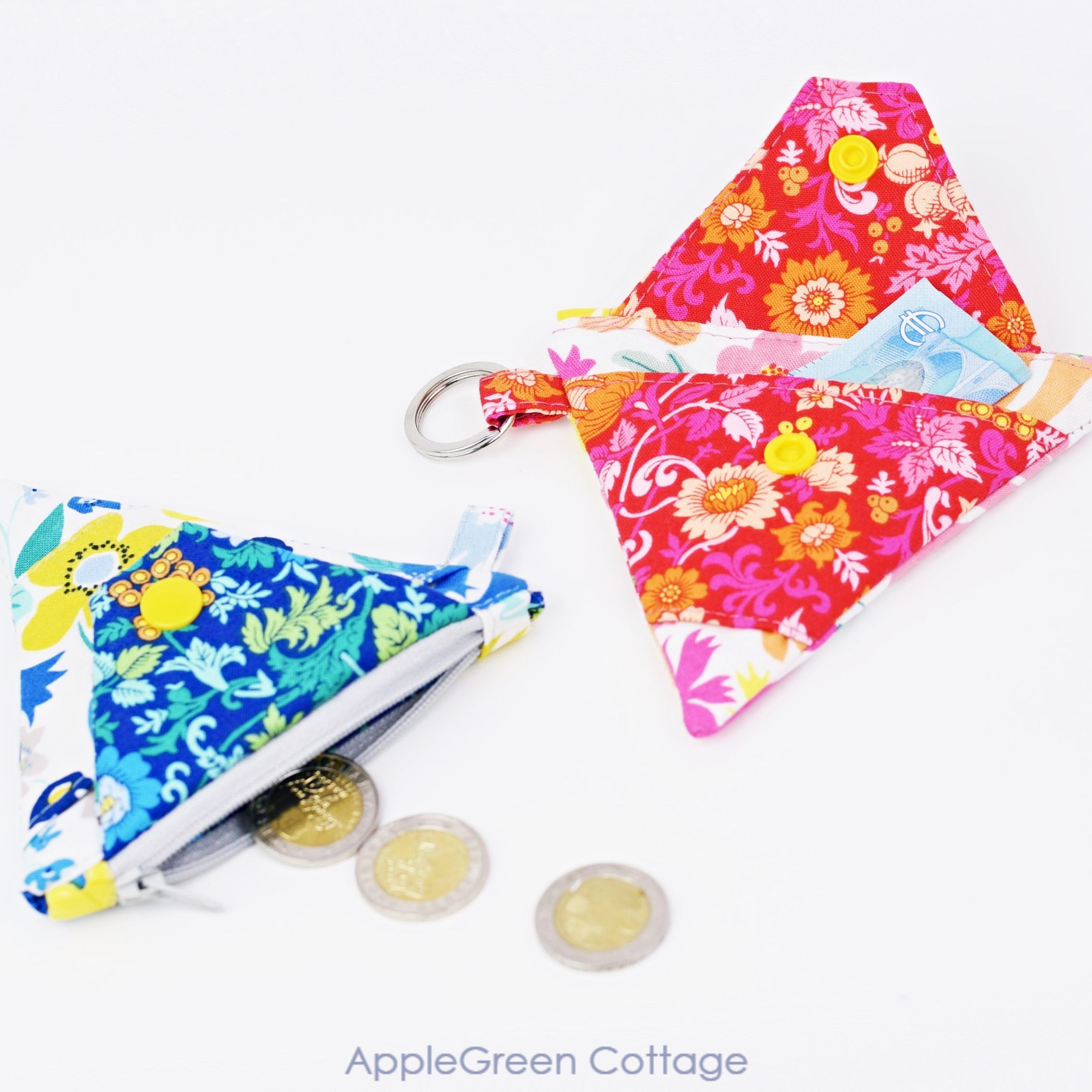 floral coin purses sewn with zipper