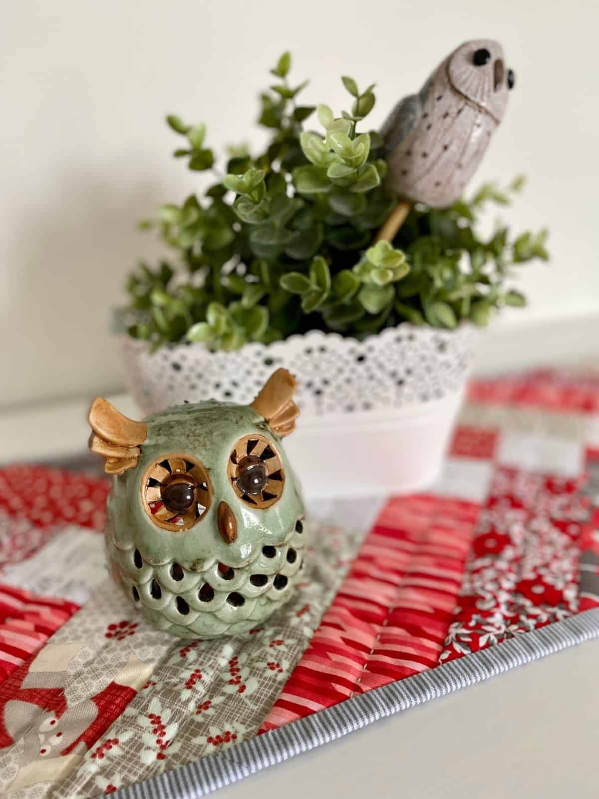 red and white table runner pattern