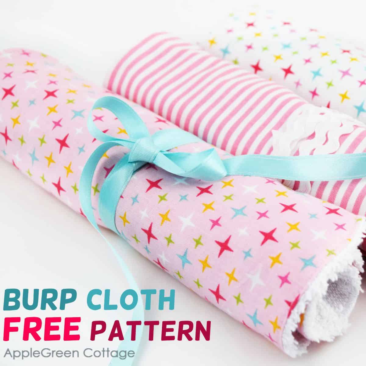 free burp cloth pattern in pink and baby blue fabric