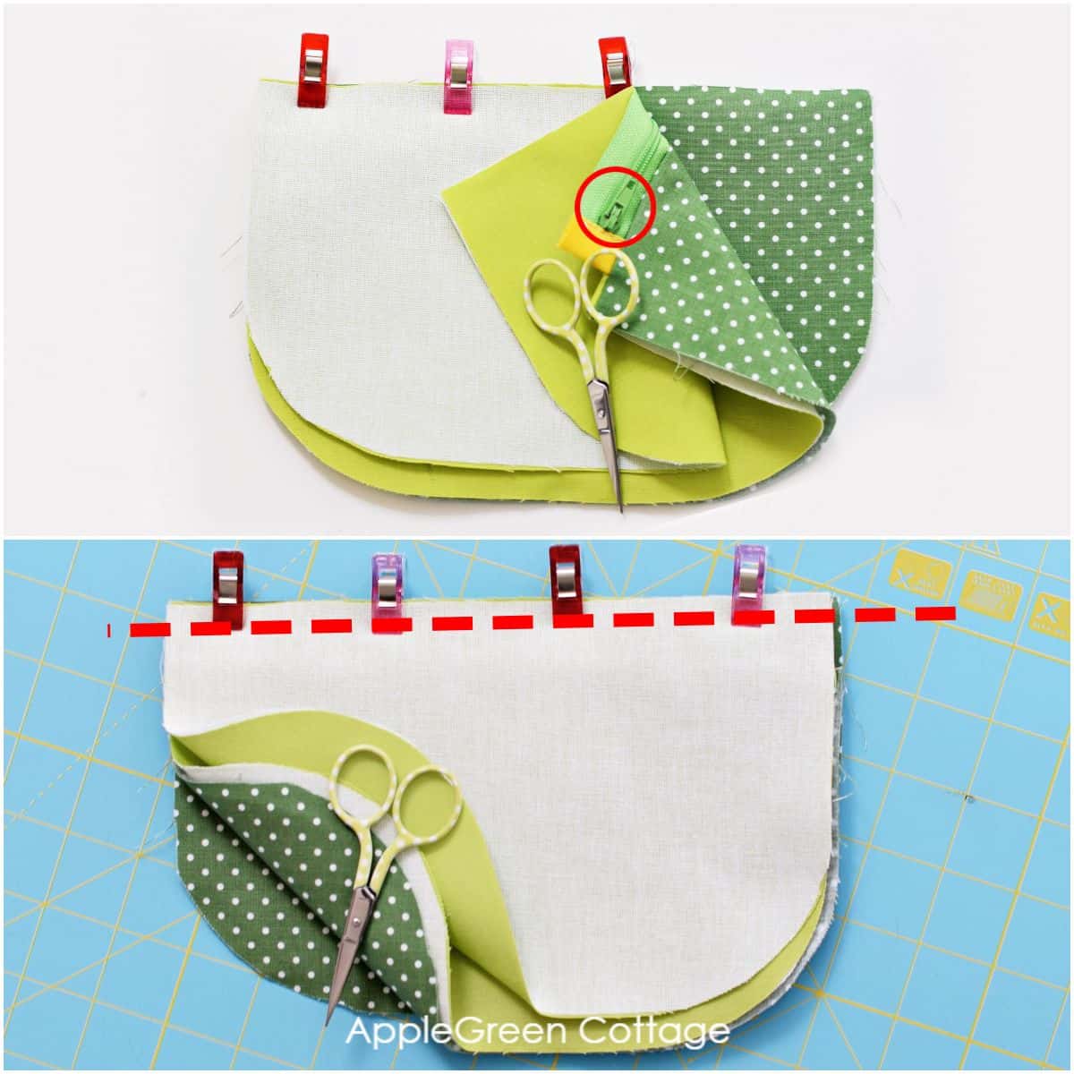 Zipper Pouch Tutorial - With A Free Template - AppleGreen Cottage