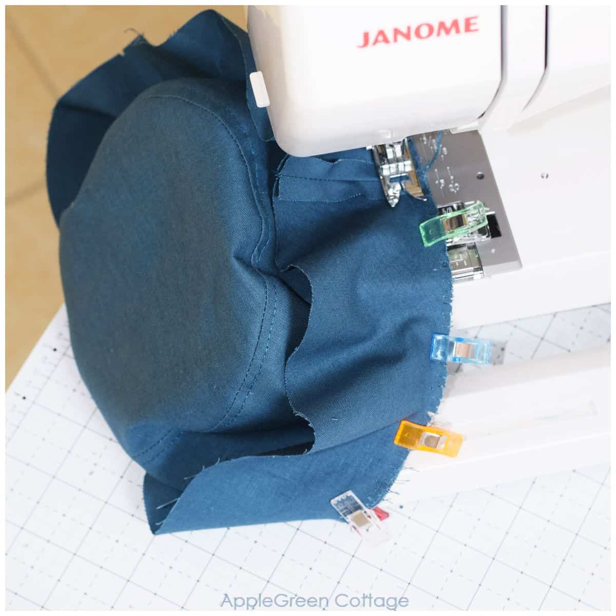 sewing a hat on a Janome sewing machine