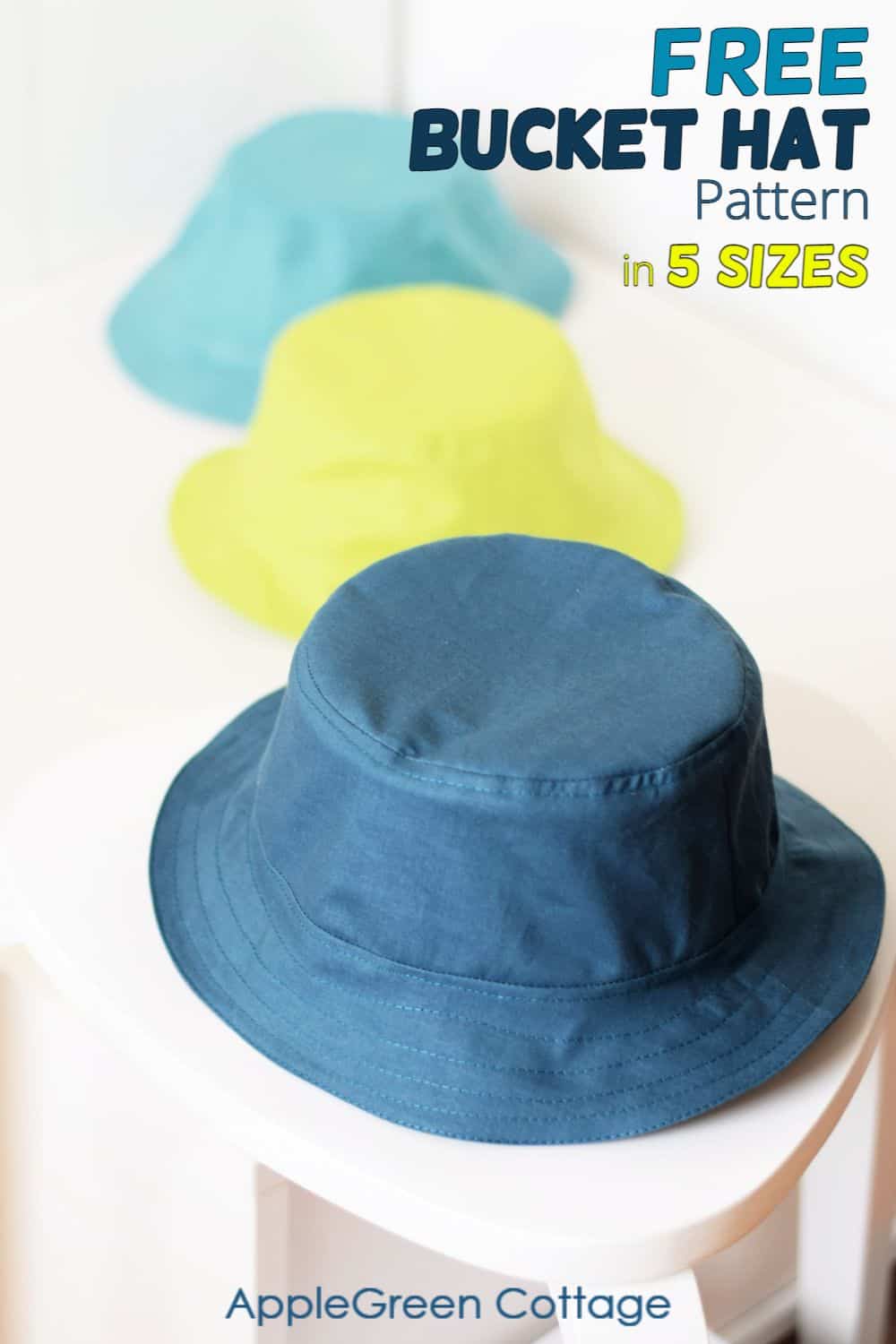 FREE Bucket Hat Pattern by AppleGreen Cottage - in 5 Sizes!