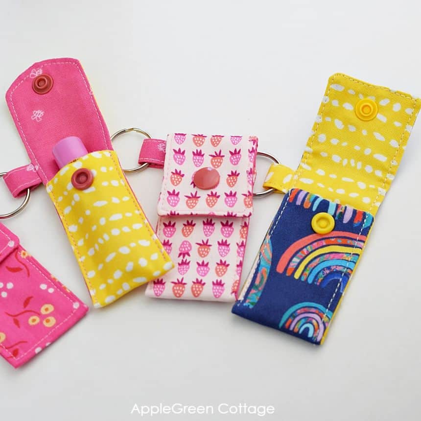 finished lip balm pouches with a snap closure