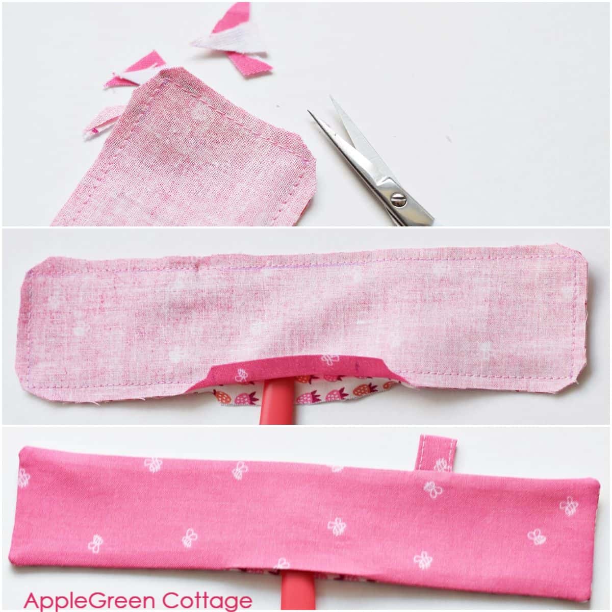 semi-finished lip balm holder in pink fabric