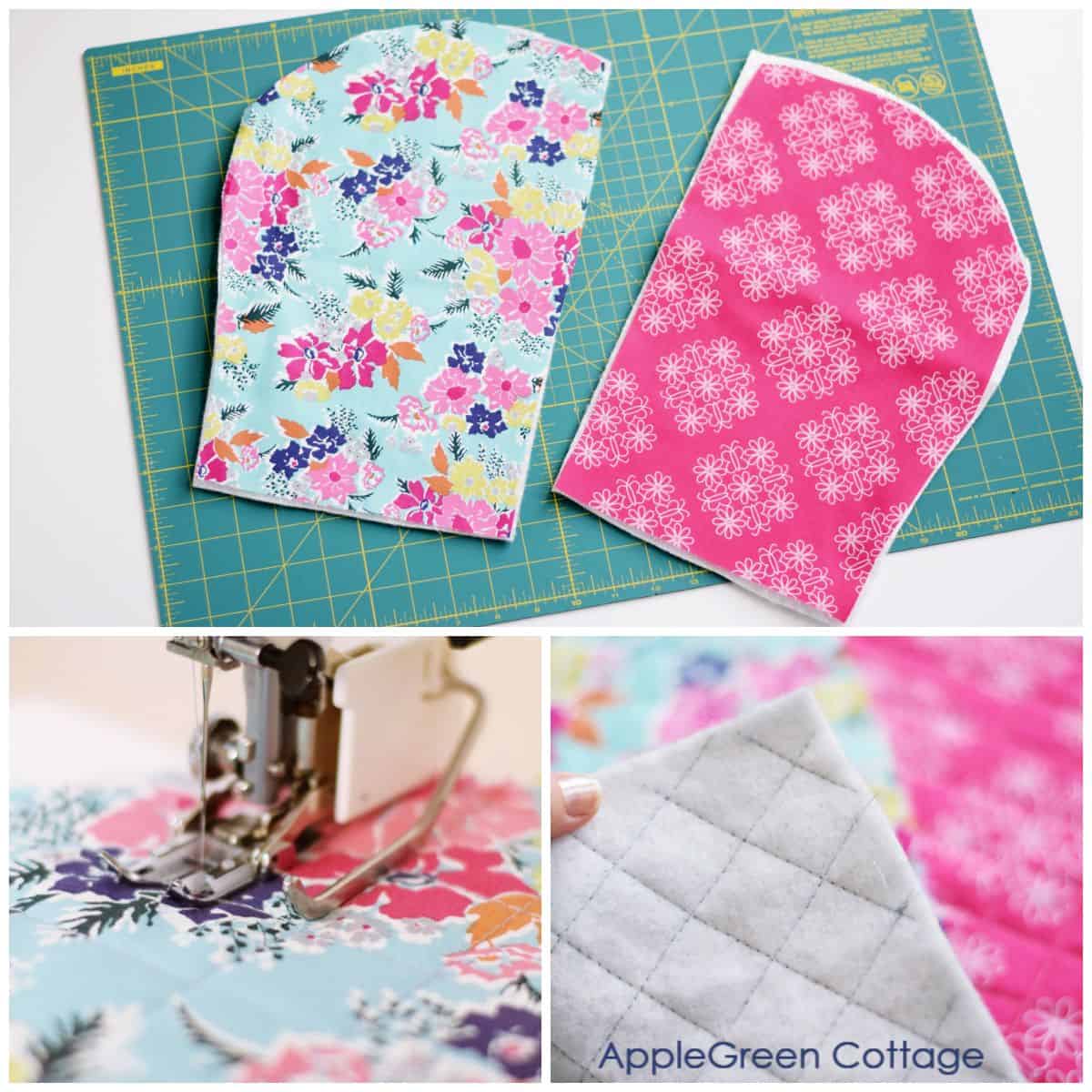 two fabric pieces placed on insulating batting to be quilted