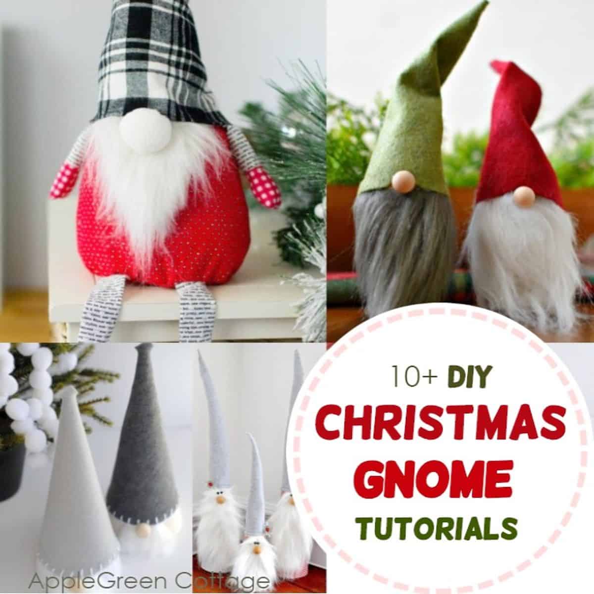 diy christmas gnomes in red, white and green colors